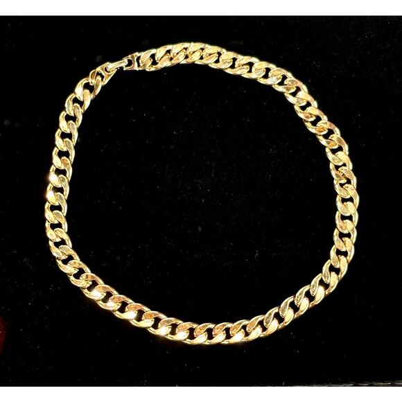 Vintage Chunky Chain Bib Collar Necklace Shiny Gold Tone Link Heavy 18" 80s 1980 - Picture 3 of 9